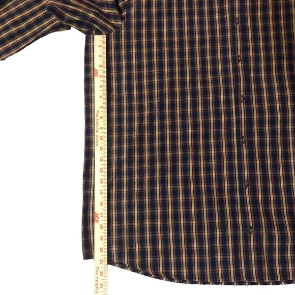 CE Schmidt Workwear Shirt Mens 2XLT Tall Used Navy Brown Tan Plaid - Picture 12 of 14